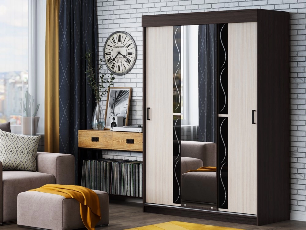 Шкаф-Купе Альба-4 (Ш-1500 х В-2216 х Г-576 мм) Венге/Ясень Шимо Светлый