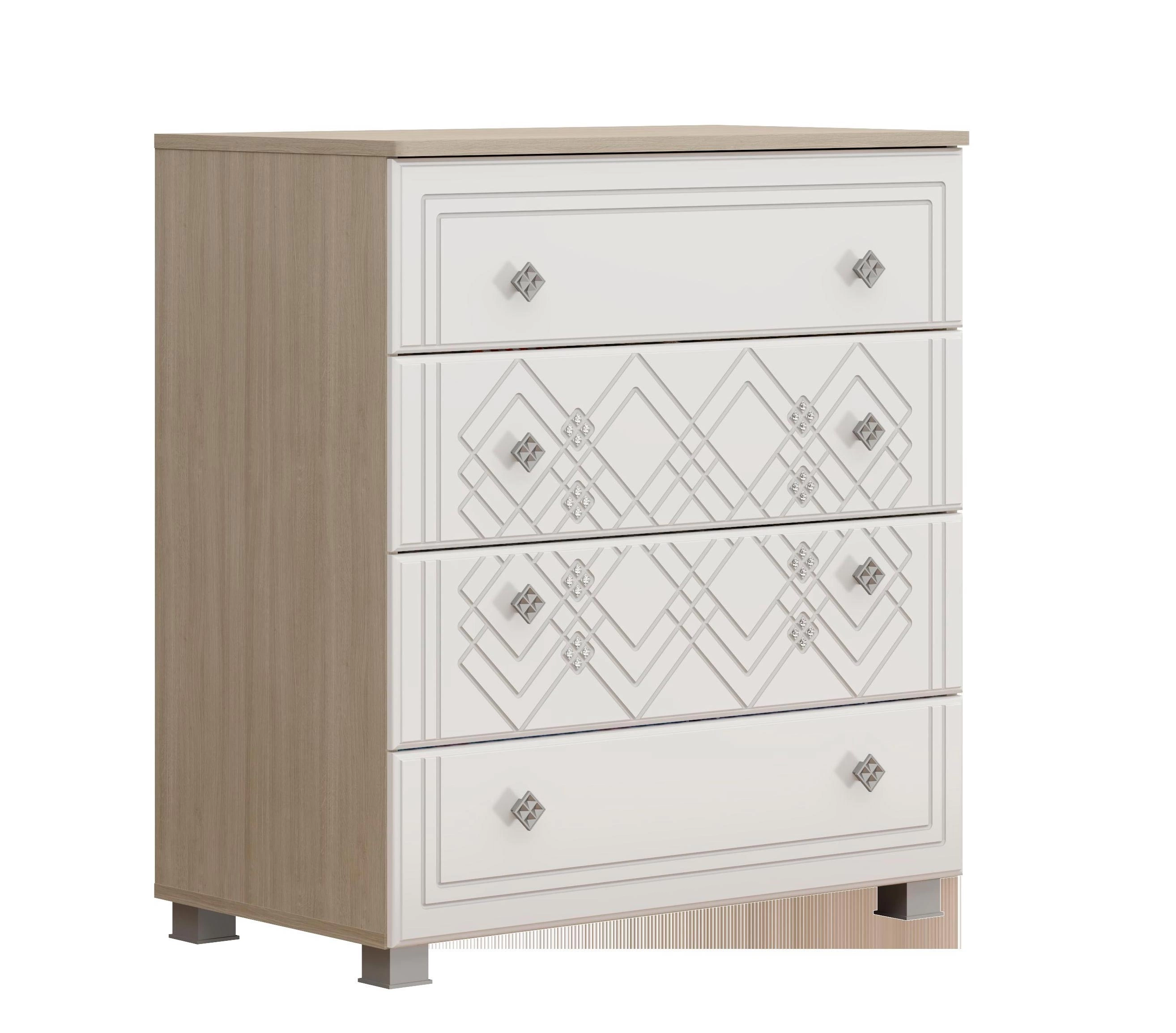 Комод Амели Дуб Сонома Светлый/Белый Глянец (Ш-800 х В-882 х Г-453 мм)