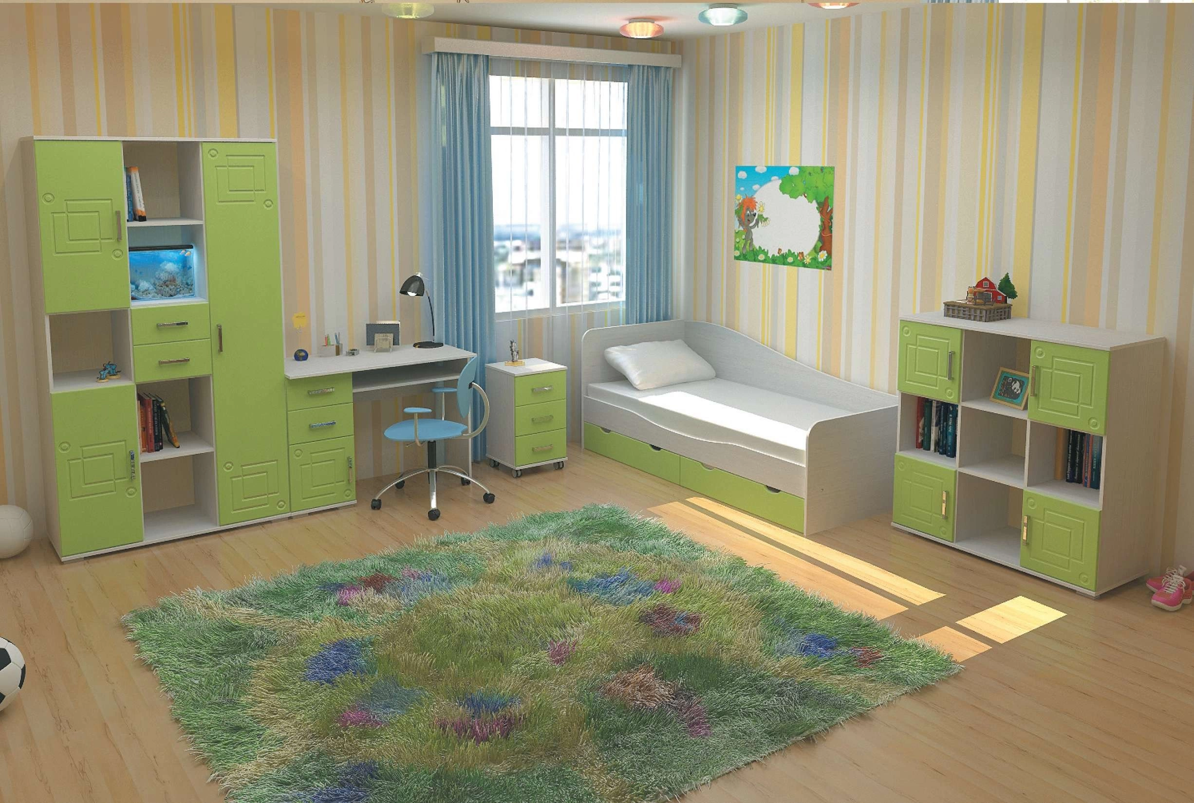 Детский Гарнитур Индиго с Матрасом в Подарок Вариант-8 