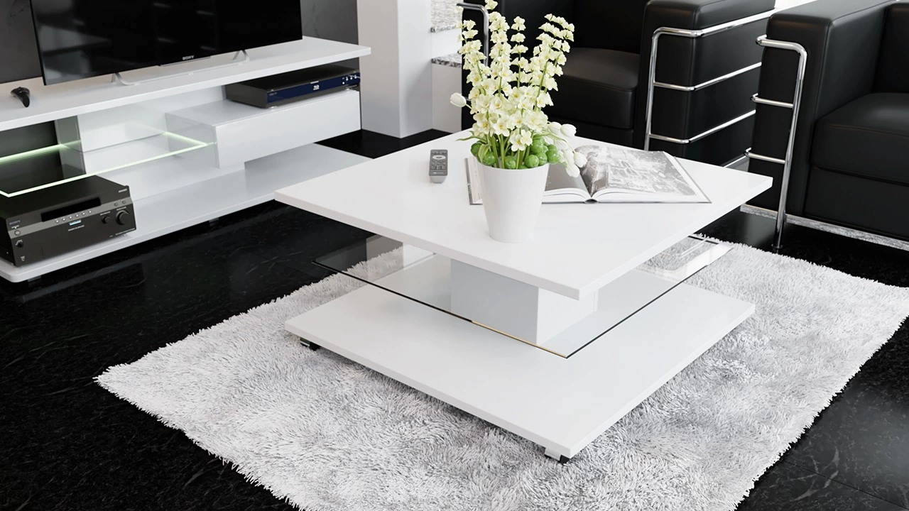 Стол Журнальный «Diamond» Тип 1 Белый Глянец/Ш-800× Д-800 × В-400 мм