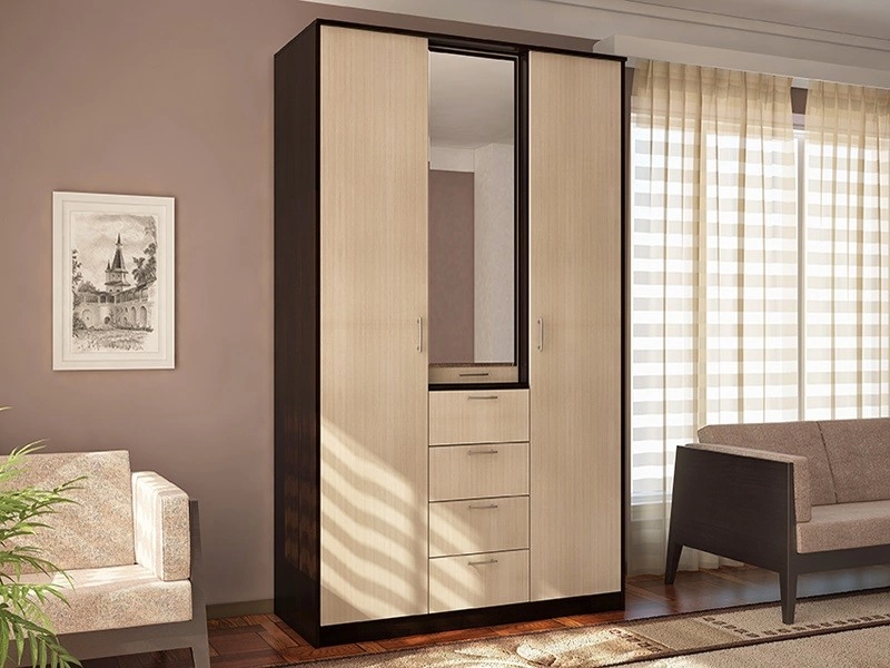 Шкаф-Купе Комфорт-4 Венге/Дуб Молочный (Ш-1340 × В-2160 × Г-574 мм)