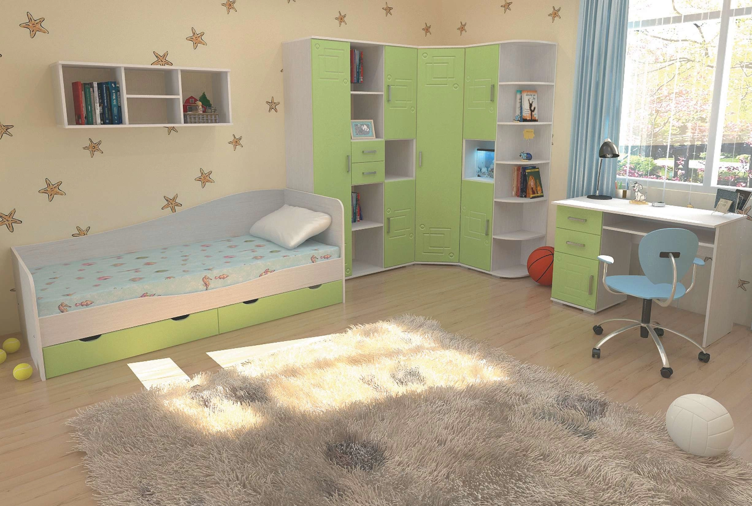 Детский Гарнитур Индиго с Матрасом в Подарок Вариант-7 