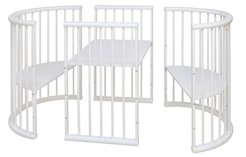 Детская Кровать-Трансформер Массив+МДФ Белая Малыш/Разные Цвета Ш-1270 х В-875 мм