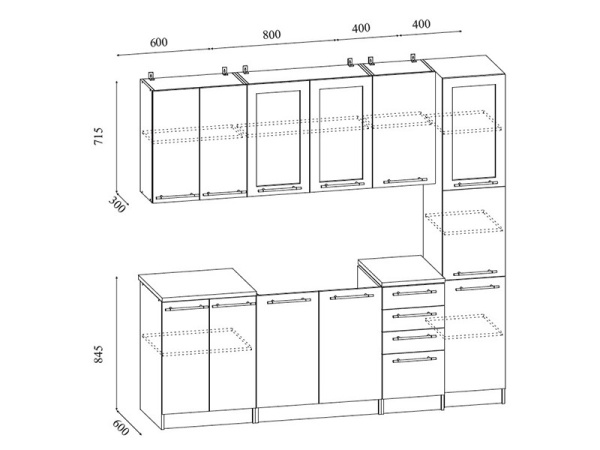 Кухонный Гарнитур МДФ София 3D с Пеналом 2200 мм