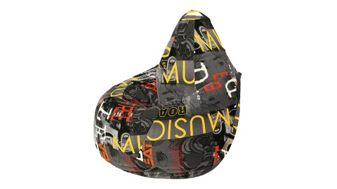 Кресло-Мешок Велюр Серый Граффити Люкс/Ш-900 x Г-900 х В-1200 мм 