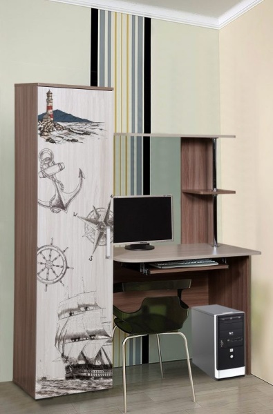 Компьютерный Стол СК №44 Разные Цвета/Ш-1340 х В-1680 х Г-520 мм