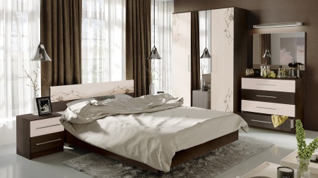 Спальный Гарнитур Мадлен №1 Венге/Дуб Белфорт с Рисунком