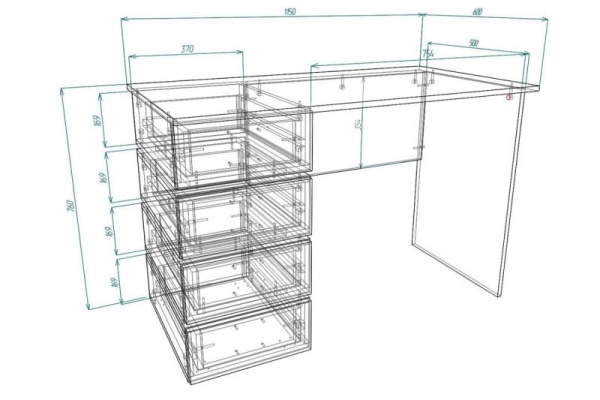 Письменный стол Мебелеф-16 (тумба слева)
