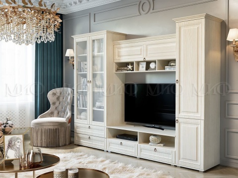 Гостиная Элит-1 МДФ Сандал Светлый (Ш-2900 мм x Г-577 мм х В-2185 мм)