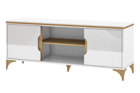 Тумба под ТВ Хлоя Дуб Небраска/Белый Глянец