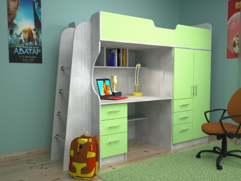 Детский Гарнитур Емеля-5 МДФ с Матрасом в Подарок