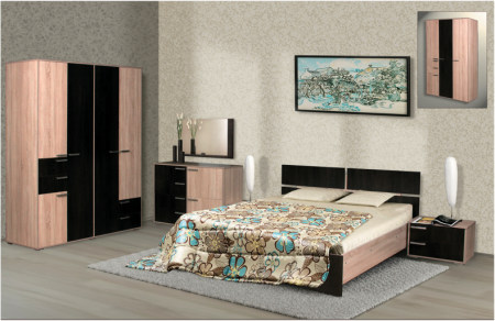 Ивушка Спальный Гарнитур ЛДСП (Шкаф 3-х Створчатый) с Матрасом в Подарок/Разные Цвета