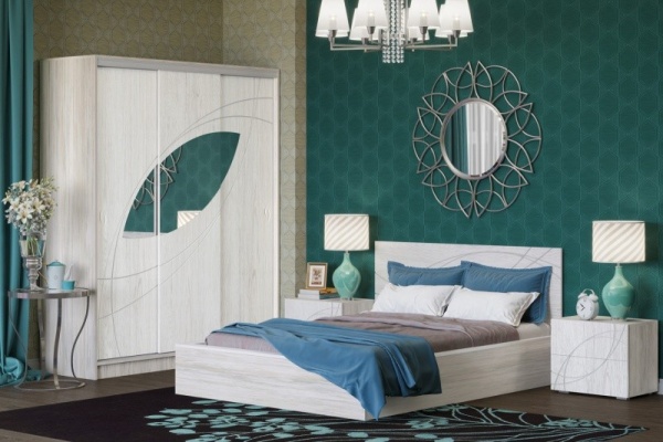 Спальный Гарнитур Каролина-10 МДФ Ясень Патина/Артвуд Светлый