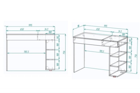Письменный стол "Мебелеф-31" (тумба справа)