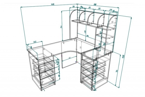Компьютерный стол "Мебелеф-48" (надстройка справа)