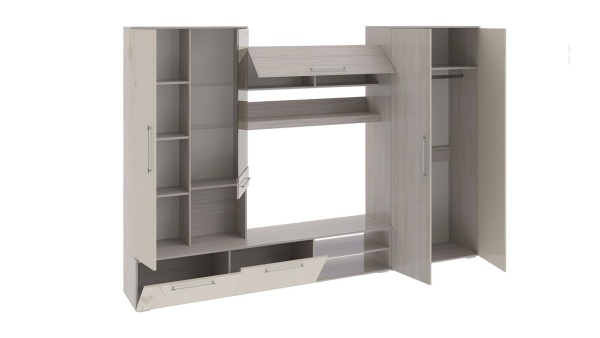 Стенка Мадлен Ясень Шимо/Бежевый Глянец с Рисунком (Ш-2998 х В-2020 х Г-450 мм)