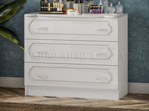 Комод Герда МДФ Белый/Белый Глянец (Ш-900 x В-800 x Г-430 мм)