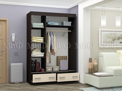 Шкаф-Купе Люмьер-1 с Пескоструйным Рисунком (Ш-1500 × В-2216 × Г-610 мм)/Разные Цвета